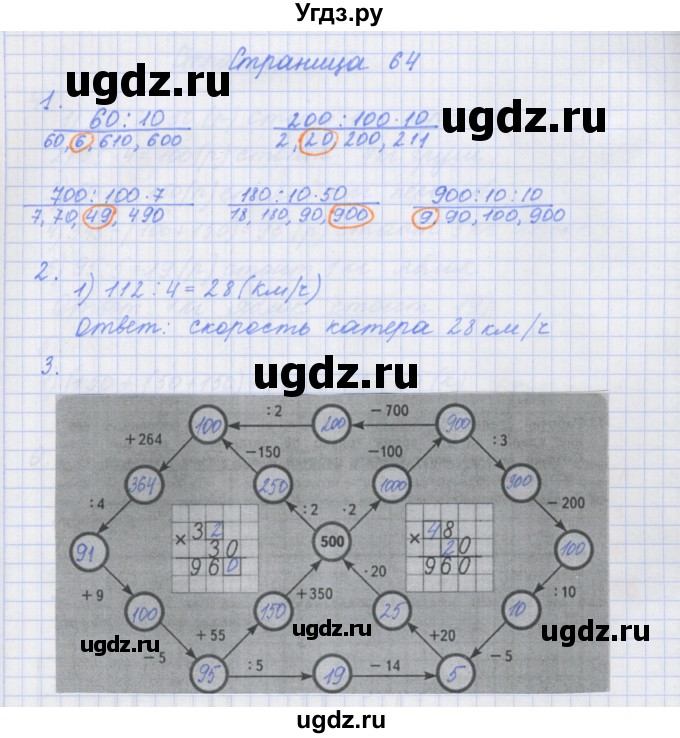 ГДЗ (Решебник к тетради 2020) по математике 4 класс (рабочая тетрадь) Дорофеев Г.В. / часть 1. страница / 64