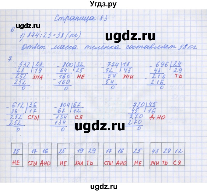 ГДЗ (Решебник к тетради 2020) по математике 4 класс (рабочая тетрадь) Дорофеев Г.В. / часть 1. страница / 83