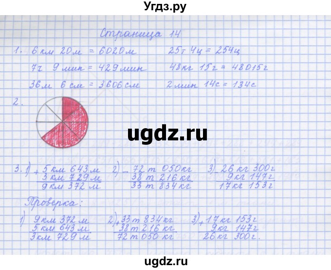 ГДЗ (Решебник к тетради 2020) по математике 4 класс (рабочая тетрадь) Дорофеев Г.В. / часть 2. страница / 14