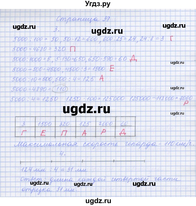 ГДЗ (Решебник к тетради 2020) по математике 4 класс (рабочая тетрадь) Дорофеев Г.В. / часть 2. страница / 39