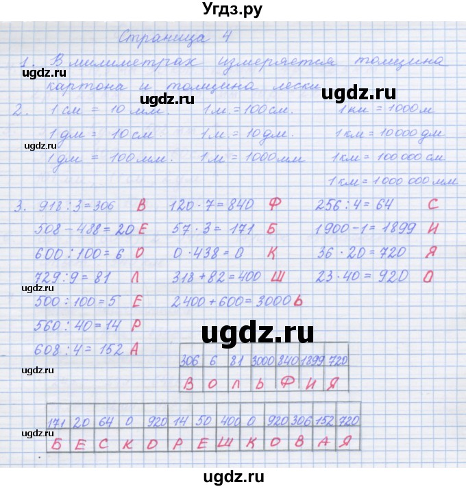 ГДЗ (Решебник к тетради 2020) по математике 4 класс (рабочая тетрадь) Дорофеев Г.В. / часть 2. страница / 4