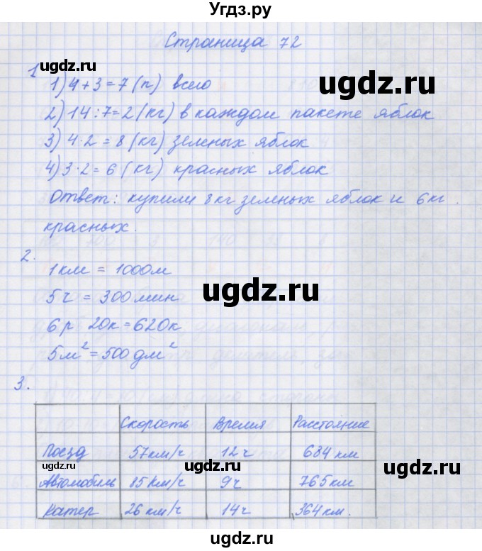 ГДЗ (Решебник к тетради 2017) по математике 4 класс (рабочая тетрадь) Дорофеев Г.В. / часть 1. страница / 72