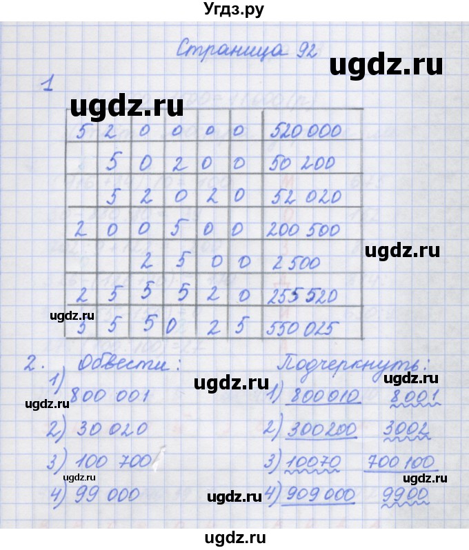 ГДЗ (Решебник к тетради 2017) по математике 4 класс (рабочая тетрадь) Дорофеев Г.В. / часть 1. страница / 92