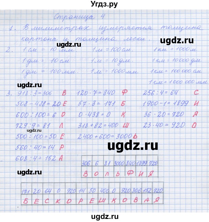 ГДЗ (Решебник к тетради 2017) по математике 4 класс (рабочая тетрадь) Дорофеев Г.В. / часть 2. страница / 4