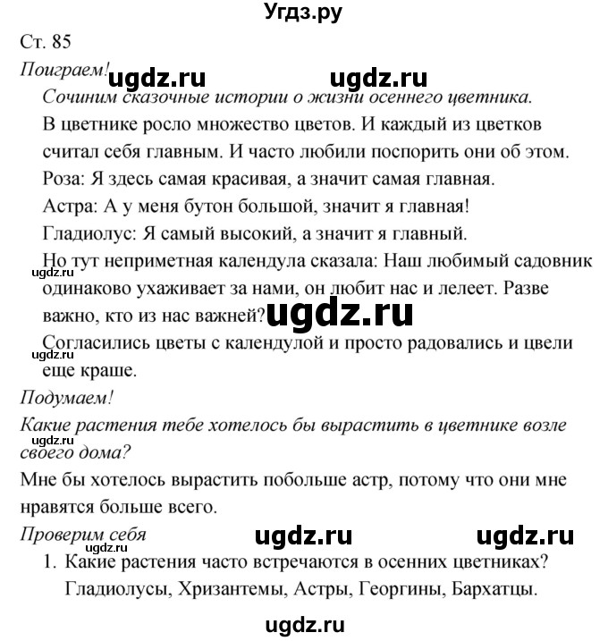 ГДЗ (Решебник к учебнику 2017) по окружающему миру 2 класс Плешаков А.А. / часть 1 (страница) / 85