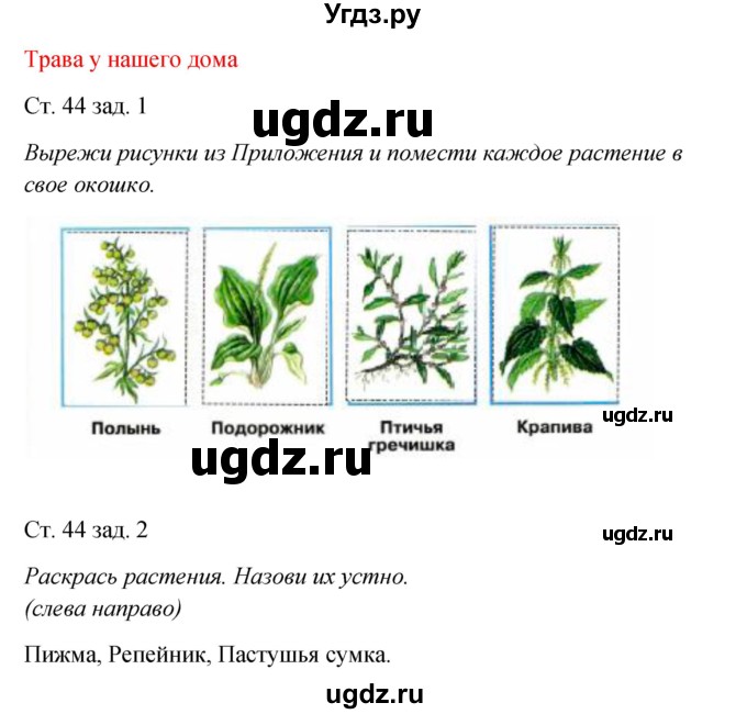 ГДЗ (Решебник) по окружающему миру 2 класс (рабочая тетрадь) Плешаков А.А. / часть 1. страница номер / 44