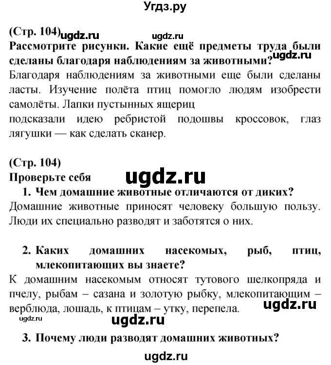 ГДЗ (Решебник) по человеку и миру 2 класс Г.В. Трафимова / страница номер / 104