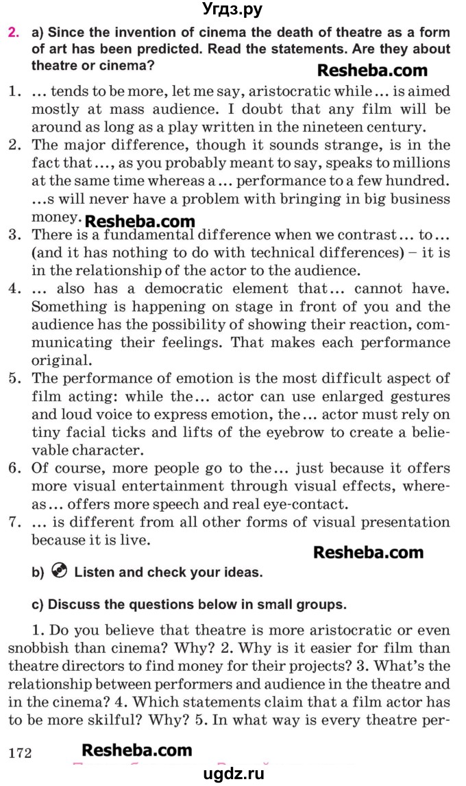 ГДЗ (Учебник ) по английскому языку 9 класс Юхнель Н.В. / часть 1. страница номер / 172