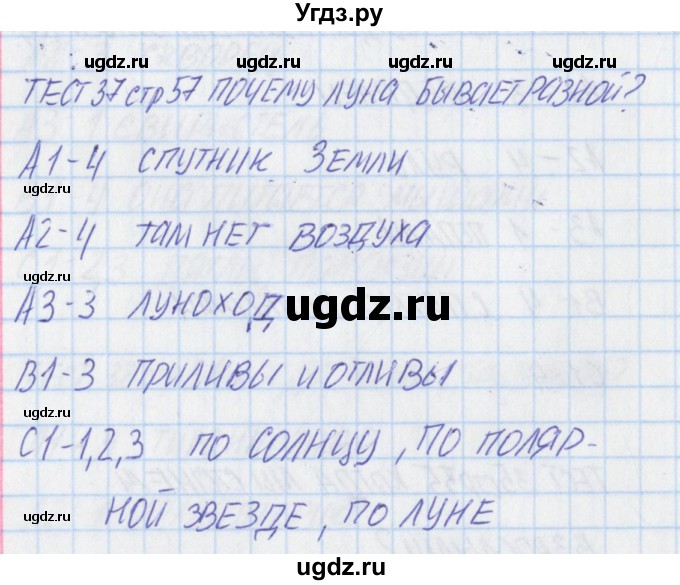 ГДЗ (Решебник) по окружающему миру 1 класс (контрольно-измерительные материалы) Яценко И.Ф. / тест номер / 37