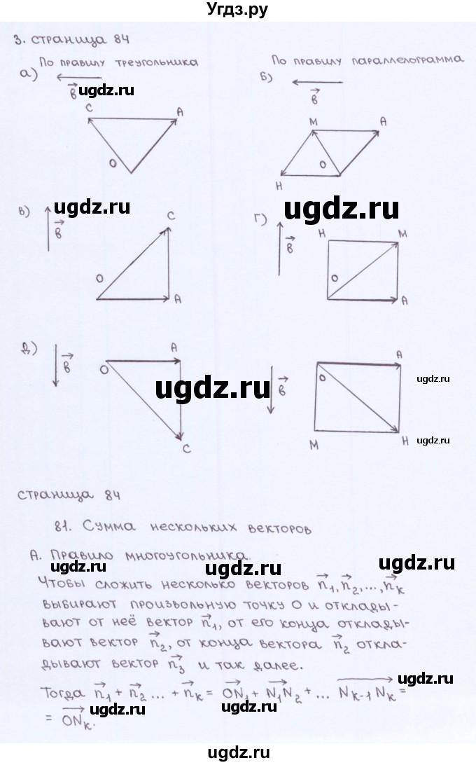 ГДЗ (Решебник) по геометрии 8 класс (рабочая тетрадь) Глазков Ю.А. / страница номер / 84