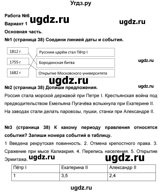 ГДЗ (Решебник) по окружающему миру 4 класс (проверочные и диагностические работы) И.В. Потапов / страница номер / 38