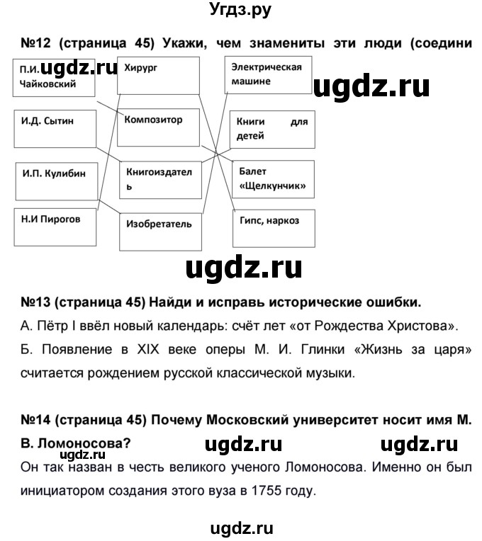 ГДЗ (Решебник) по окружающему миру 4 класс (проверочные и диагностические работы) И.В. Потапов / страница номер / 45