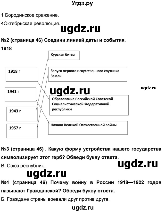 ГДЗ (Решебник) по окружающему миру 4 класс (проверочные и диагностические работы) И.В. Потапов / страница номер / 46(продолжение 2)