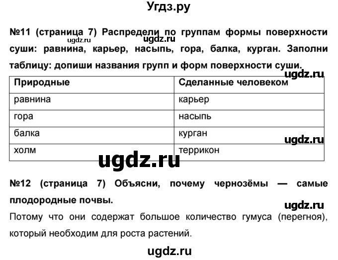 ГДЗ (Решебник) по окружающему миру 4 класс (проверочные и диагностические работы) И.В. Потапов / страница номер / 7