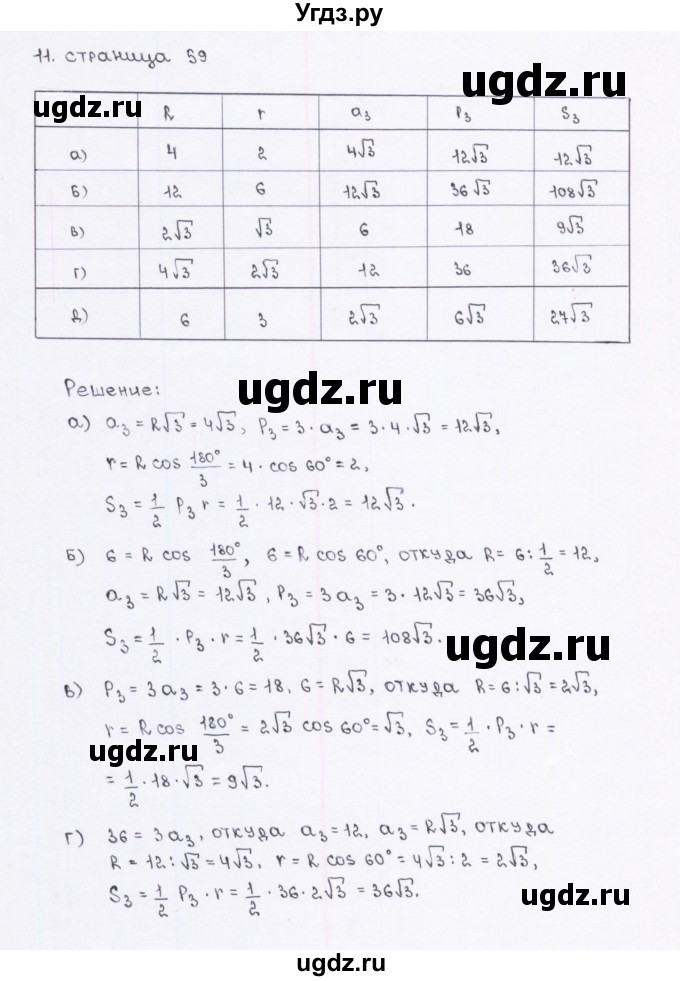 ГДЗ (Решебник) по геометрии 9 класс (рабочая тетрадь) Глазков Ю.А. / страница-№ / 59