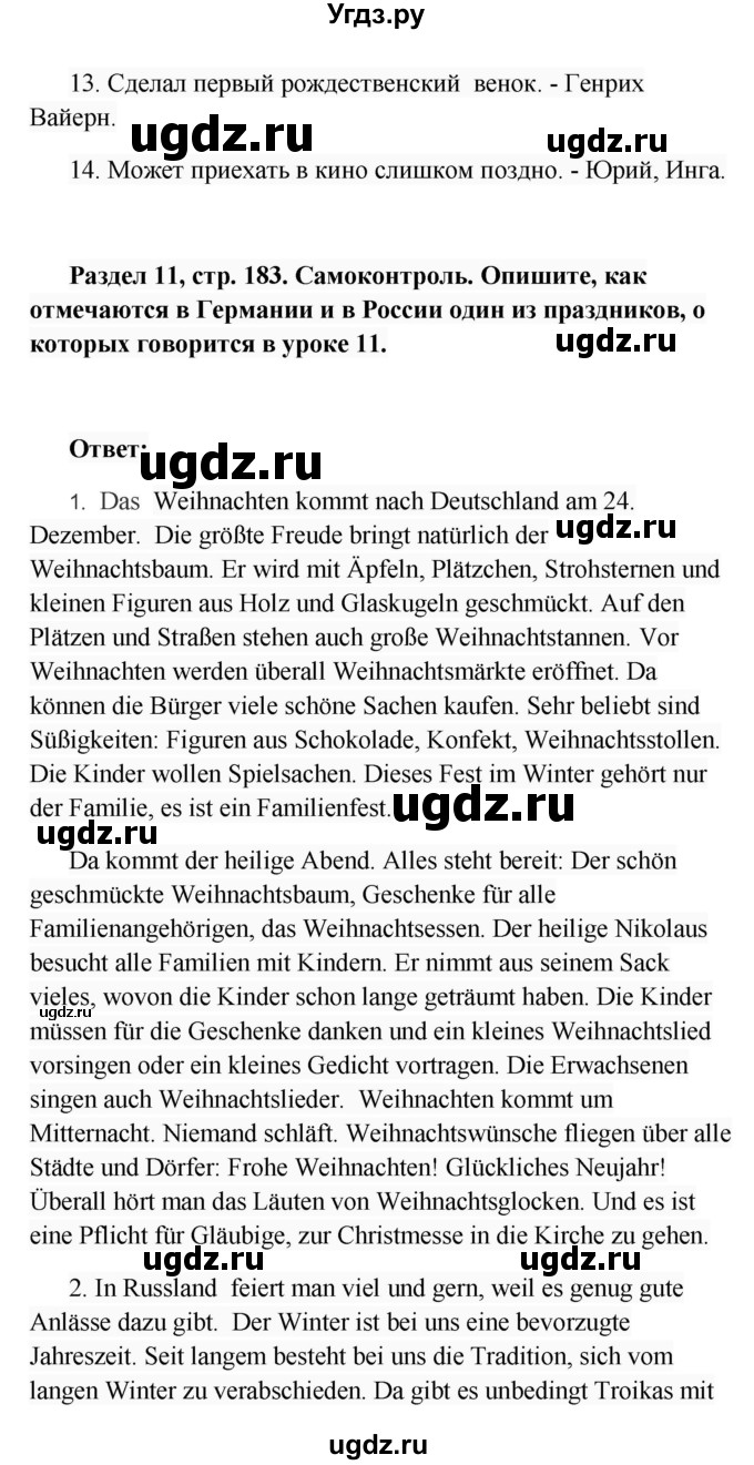 ГДЗ (Решебник) по немецкому языку 8 класс (Alles klar!) Радченко О.А. / страница-№ / 183(продолжение 3)