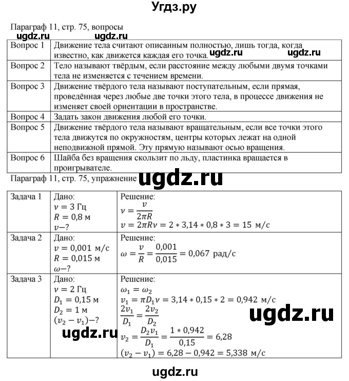 ГДЗ (Решебник) по физике 10 класс Грачев А.В. / § / 11