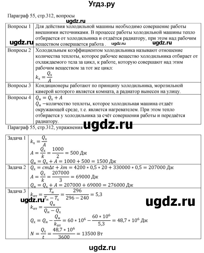 ГДЗ (Решебник) по физике 10 класс Грачев А.В. / § / 55