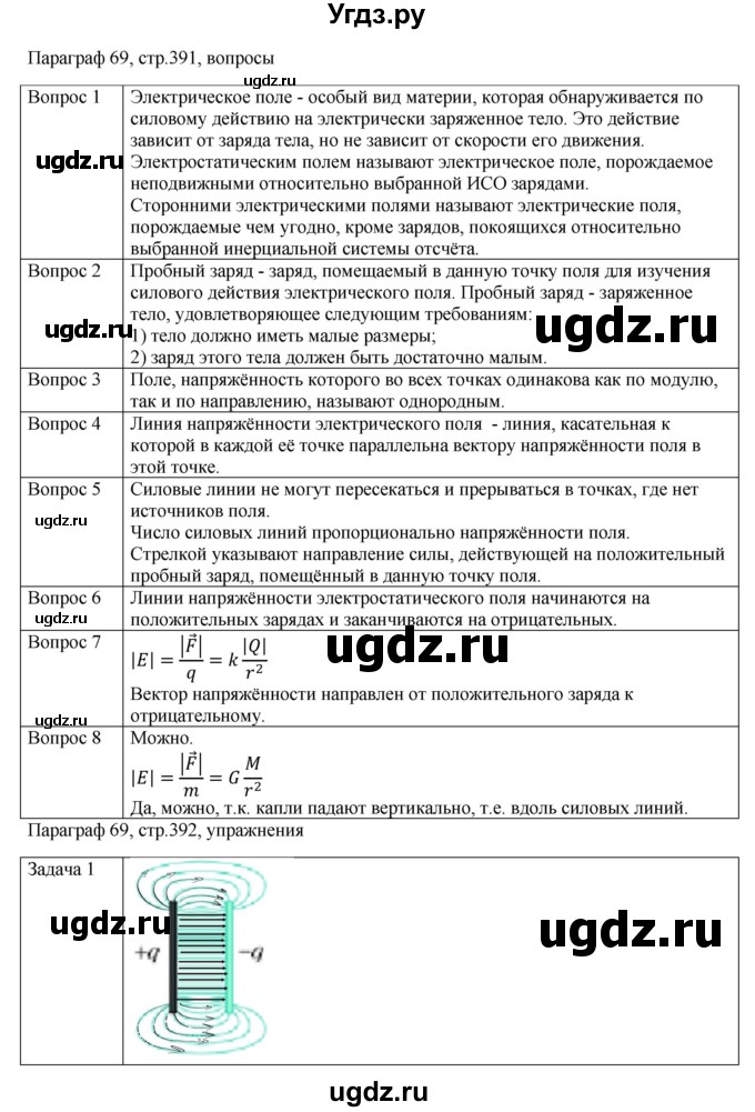 ГДЗ (Решебник) по физике 10 класс Грачев А.В. / § / 69