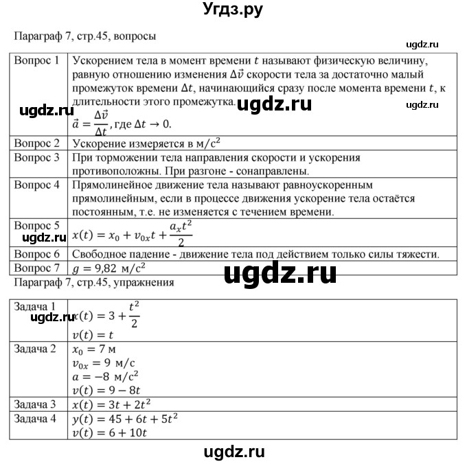 ГДЗ (Решебник) по физике 10 класс Грачев А.В. / § / 7