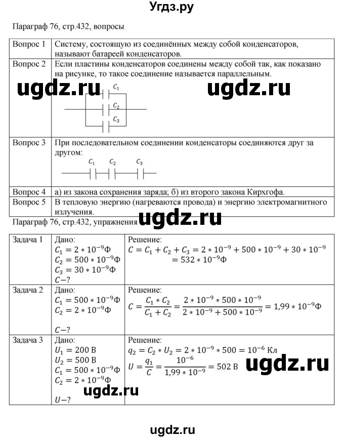 ГДЗ (Решебник) по физике 10 класс Грачев А.В. / § / 76