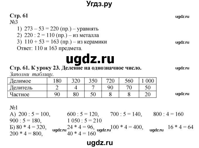 ГДЗ (Решебник к тетради 2022) по математике 4 класс (рабочая тетрадь) Гейдман Б.П. / тетрадь №1. страница / 61