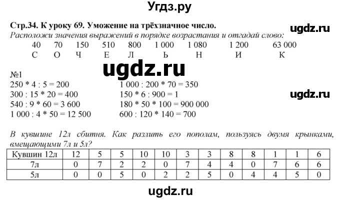 ГДЗ (Решебник к тетради 2016) по математике 4 класс (рабочая тетрадь) Гейдман Б.П. / тетрадь №3. страница / 34