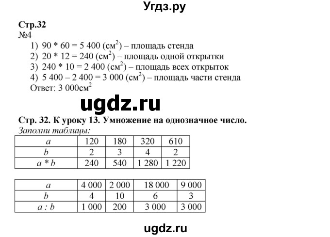 ГДЗ (Решебник к тетради 2016) по математике 4 класс (рабочая тетрадь) Гейдман Б.П. / тетрадь №1. страница / 32