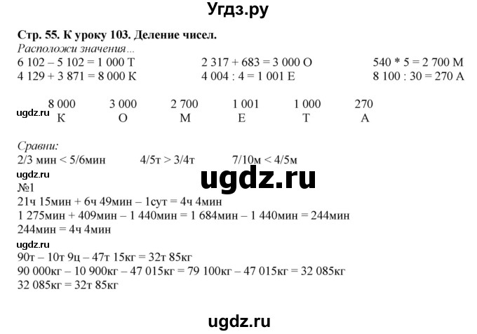ГДЗ (Решебник к тетради 2016) по математике 4 класс (рабочая тетрадь) Гейдман Б.П. / тетрадь №4. страница / 55