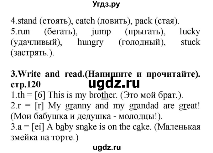 ГДЗ (Решебник) по английскому языку 3 класс (рабочая тетрадь) Лапицкая Л.М. / часть 2. страница номер / 120(продолжение 3)