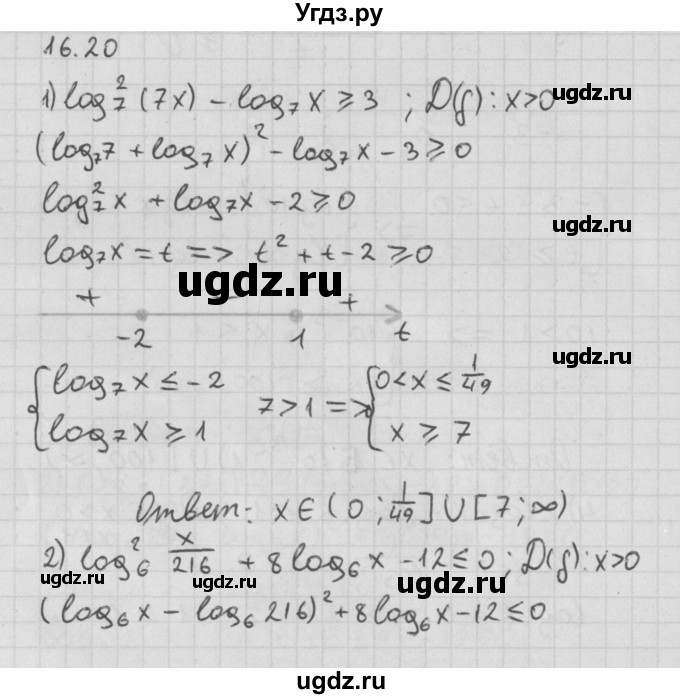 ГДЗ (Решебник к учебнику 2014) по алгебре 11 класс Мерзляк А.Г. / § 16 / 16.20