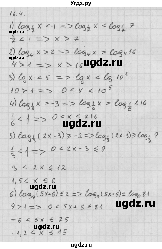 ГДЗ (Решебник к учебнику 2014) по алгебре 11 класс Мерзляк А.Г. / § 16 / 16.4