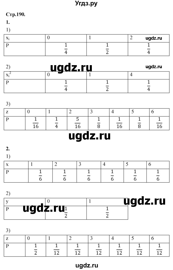 ГДЗ (Решебник к учебнику 2021) по алгебре 11 класс Мерзляк А.Г. / когда сделаны уроки. упражнение / стр.190