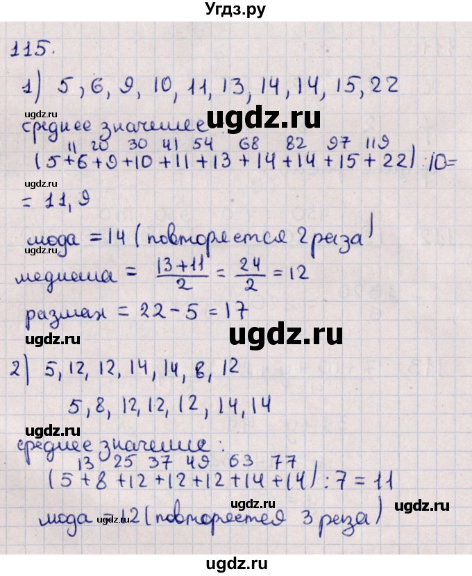 ГДЗ (Решебник к учебнику 2021) по алгебре 11 класс Мерзляк А.Г. / упражнения для повторения курса алгебры / 115