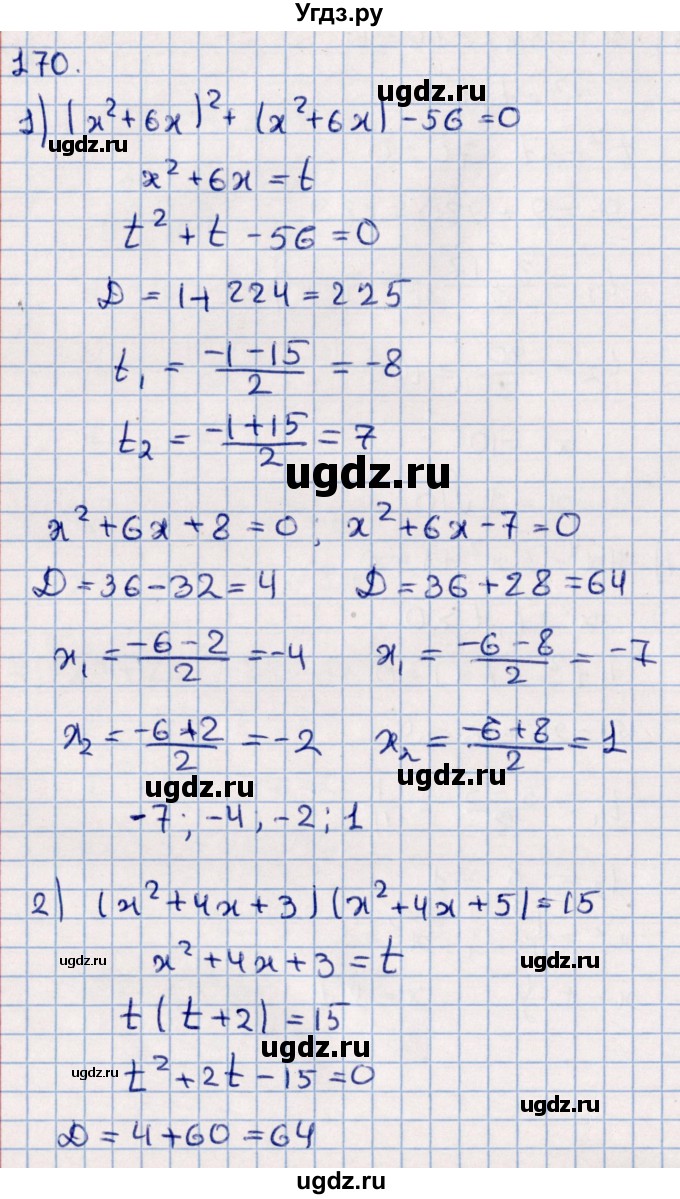 ГДЗ (Решебник к учебнику 2021) по алгебре 11 класс Мерзляк А.Г. / упражнения для повторения курса алгебры / 170