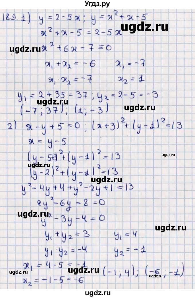 ГДЗ (Решебник к учебнику 2021) по алгебре 11 класс Мерзляк А.Г. / упражнения для повторения курса алгебры / 189