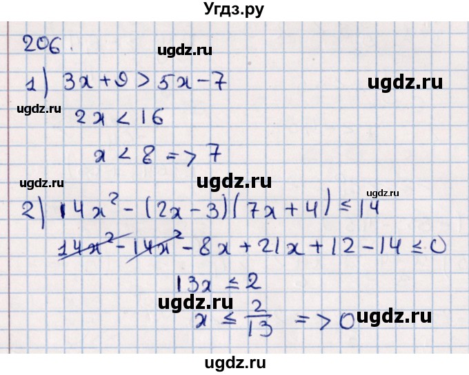 ГДЗ (Решебник к учебнику 2021) по алгебре 11 класс Мерзляк А.Г. / упражнения для повторения курса алгебры / 206