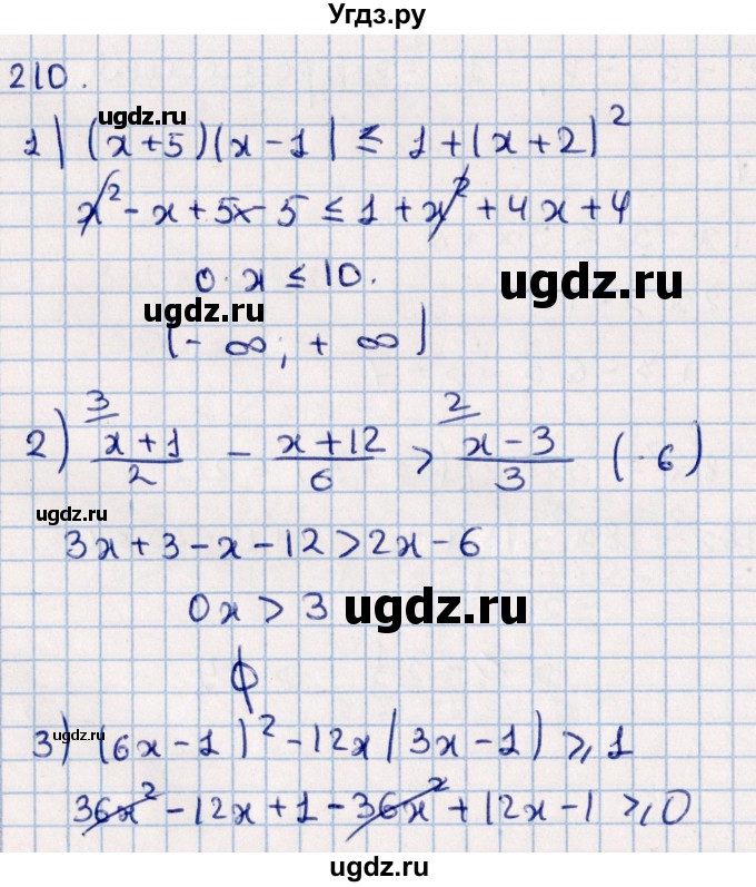 ГДЗ (Решебник к учебнику 2021) по алгебре 11 класс Мерзляк А.Г. / упражнения для повторения курса алгебры / 210