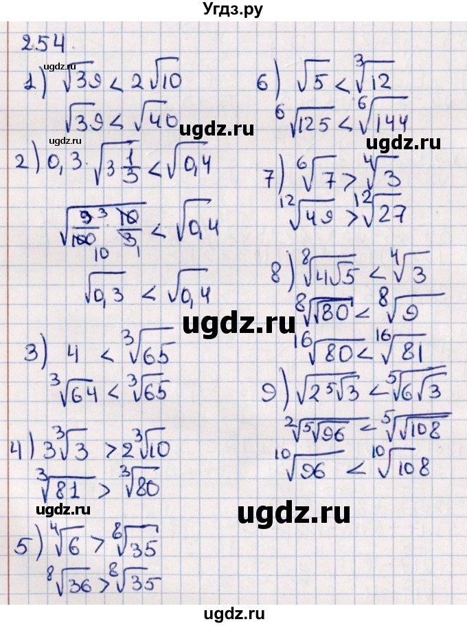 ГДЗ (Решебник к учебнику 2021) по алгебре 11 класс Мерзляк А.Г. / упражнения для повторения курса алгебры / 254