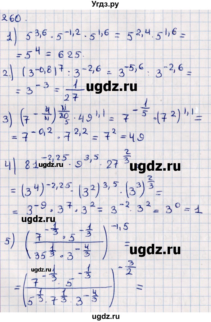 ГДЗ (Решебник к учебнику 2021) по алгебре 11 класс Мерзляк А.Г. / упражнения для повторения курса алгебры / 260