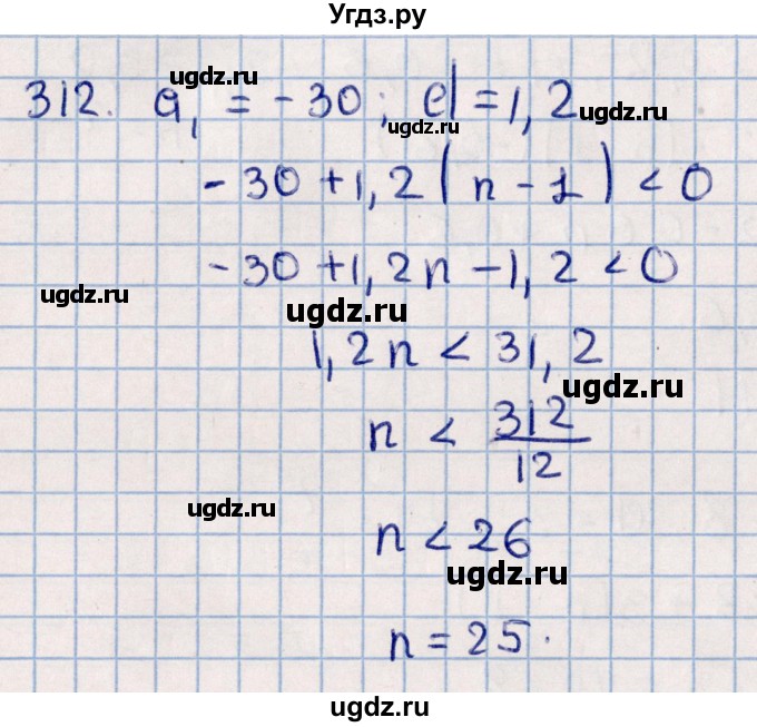 ГДЗ (Решебник к учебнику 2021) по алгебре 11 класс Мерзляк А.Г. / упражнения для повторения курса алгебры / 312