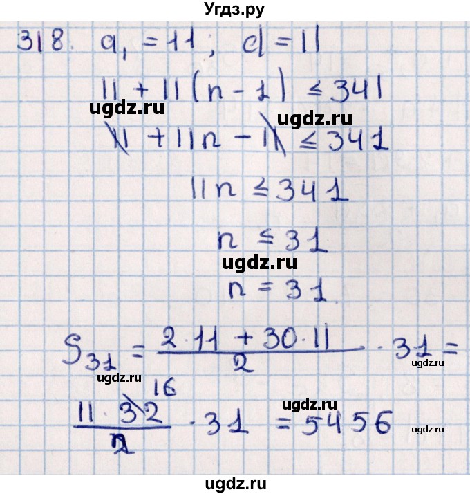 ГДЗ (Решебник к учебнику 2021) по алгебре 11 класс Мерзляк А.Г. / упражнения для повторения курса алгебры / 318