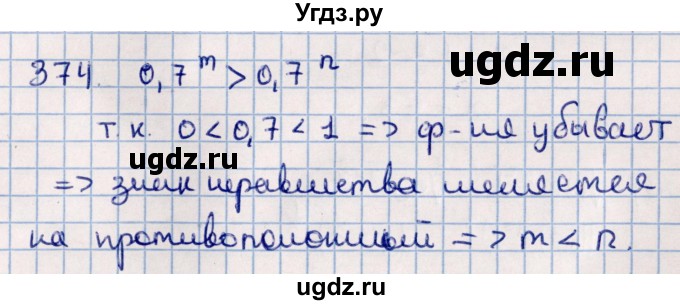 ГДЗ (Решебник к учебнику 2021) по алгебре 11 класс Мерзляк А.Г. / упражнения для повторения курса алгебры / 374