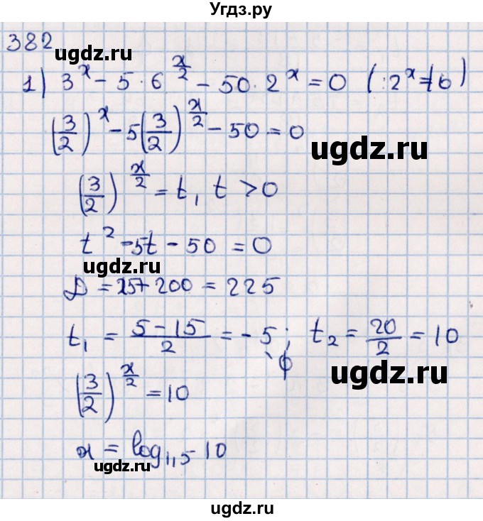 ГДЗ (Решебник к учебнику 2021) по алгебре 11 класс Мерзляк А.Г. / упражнения для повторения курса алгебры / 382