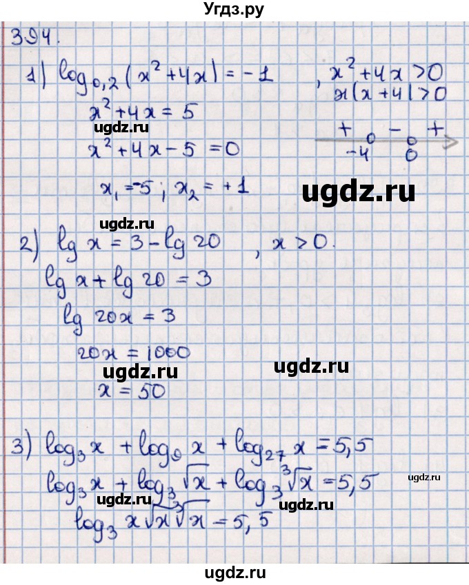 ГДЗ (Решебник к учебнику 2021) по алгебре 11 класс Мерзляк А.Г. / упражнения для повторения курса алгебры / 394