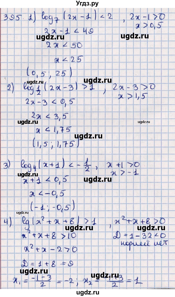 ГДЗ (Решебник к учебнику 2021) по алгебре 11 класс Мерзляк А.Г. / упражнения для повторения курса алгебры / 395