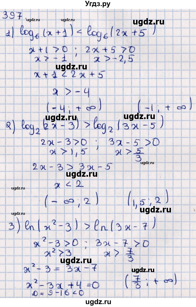 ГДЗ (Решебник к учебнику 2021) по алгебре 11 класс Мерзляк А.Г. / упражнения для повторения курса алгебры / 397