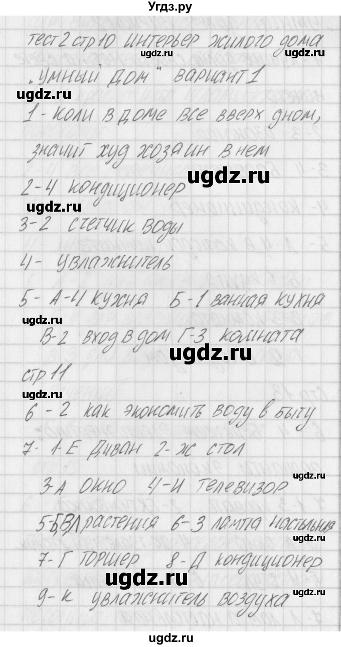 ГДЗ (Решебник) по технологии 7 класс (контрольно-измерительные материалы Технологии ведения дома) Логвинова О.Н. / тест 2. вариант / 1