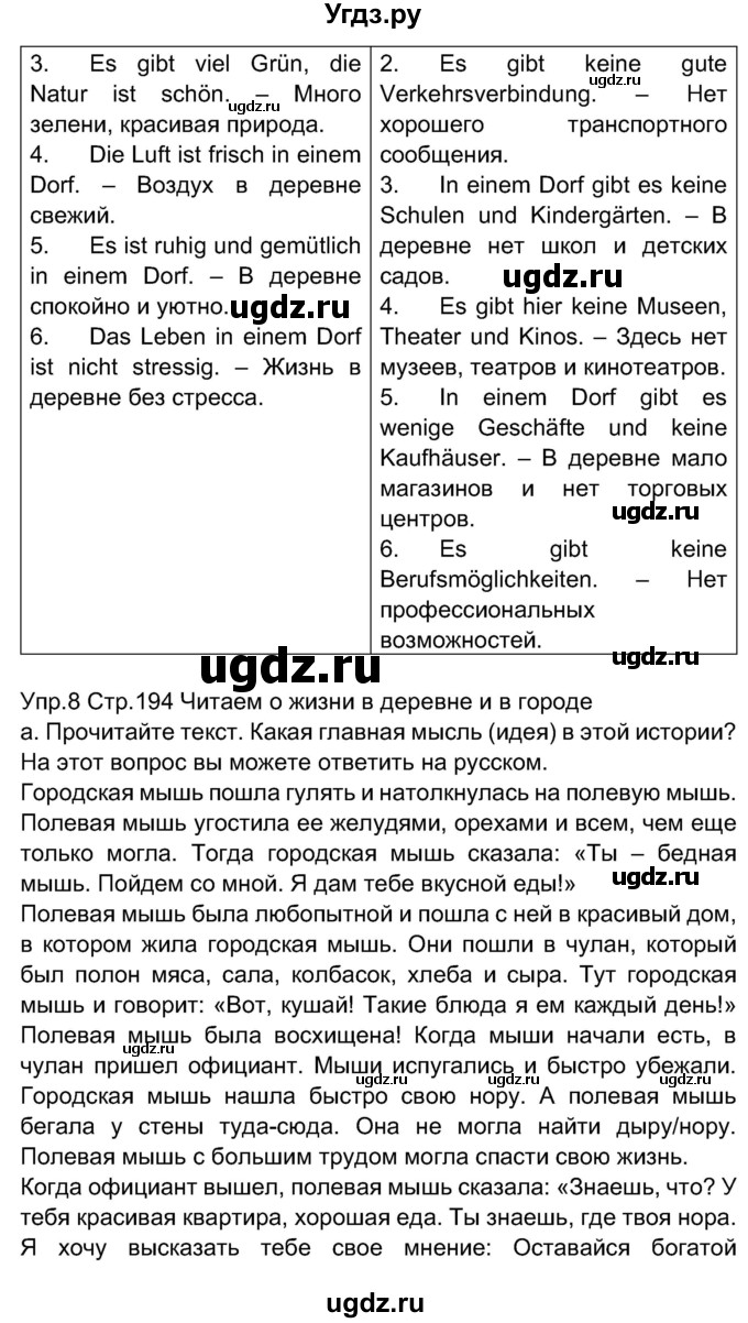 ГДЗ (Решебник) по немецкому языку 7 класс Будько А. Ф. / страница номер / 194(продолжение 2)