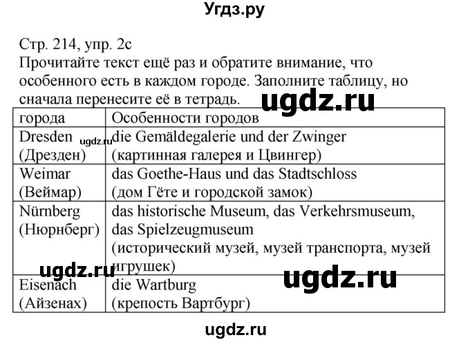 ГДЗ (Решебник) по немецкому языку 7 класс Будько А. Ф. / страница номер / 214